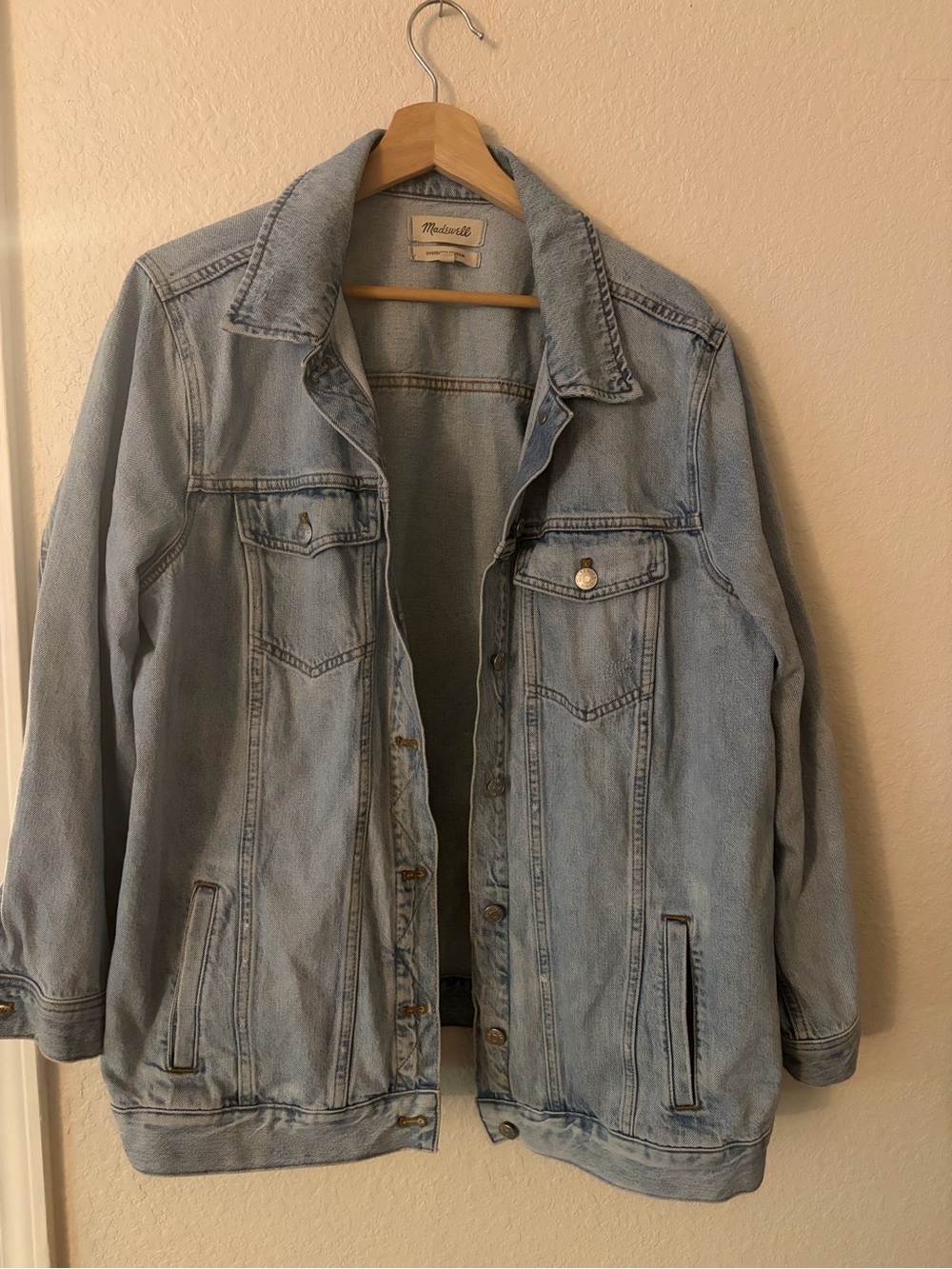 Madewell Light Wash Denim Oversized Trucker Jean Jacket - Pale Blue